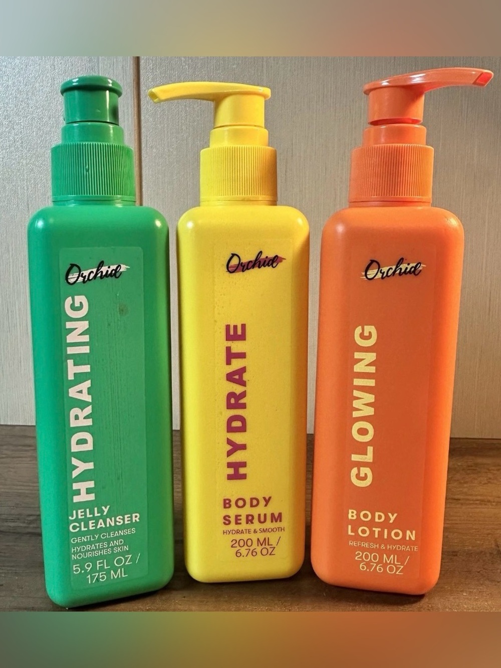 Orchid 3pc Hydrating Jelly Cleanser Body Serum & Body Lotion Refresh Hydrate NEW